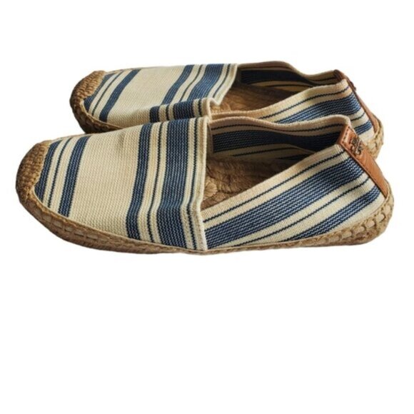 Tory Burch Canvas Cream and Brown Espadrilles Size 6 - Picture 3 of 9